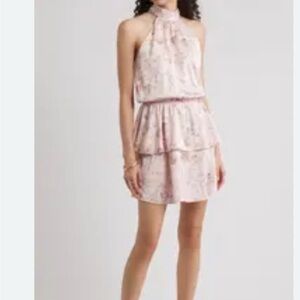 Elegant Pink Halter Dress